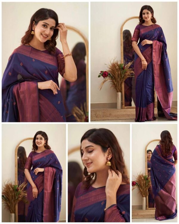 Soft Lichi Silk Saree for Women – Rich Pallu & All-Over Jacquard Work - Image 5